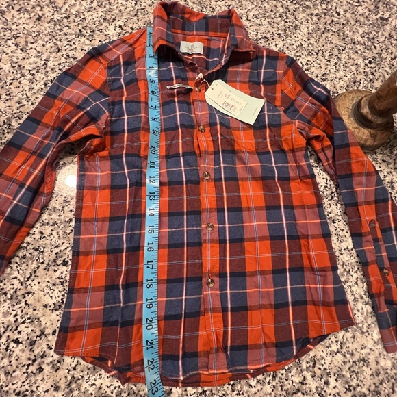 NWT Boys Class Club Blue & Orange Plaid Button-Up Shirt - Picture 7 of 7